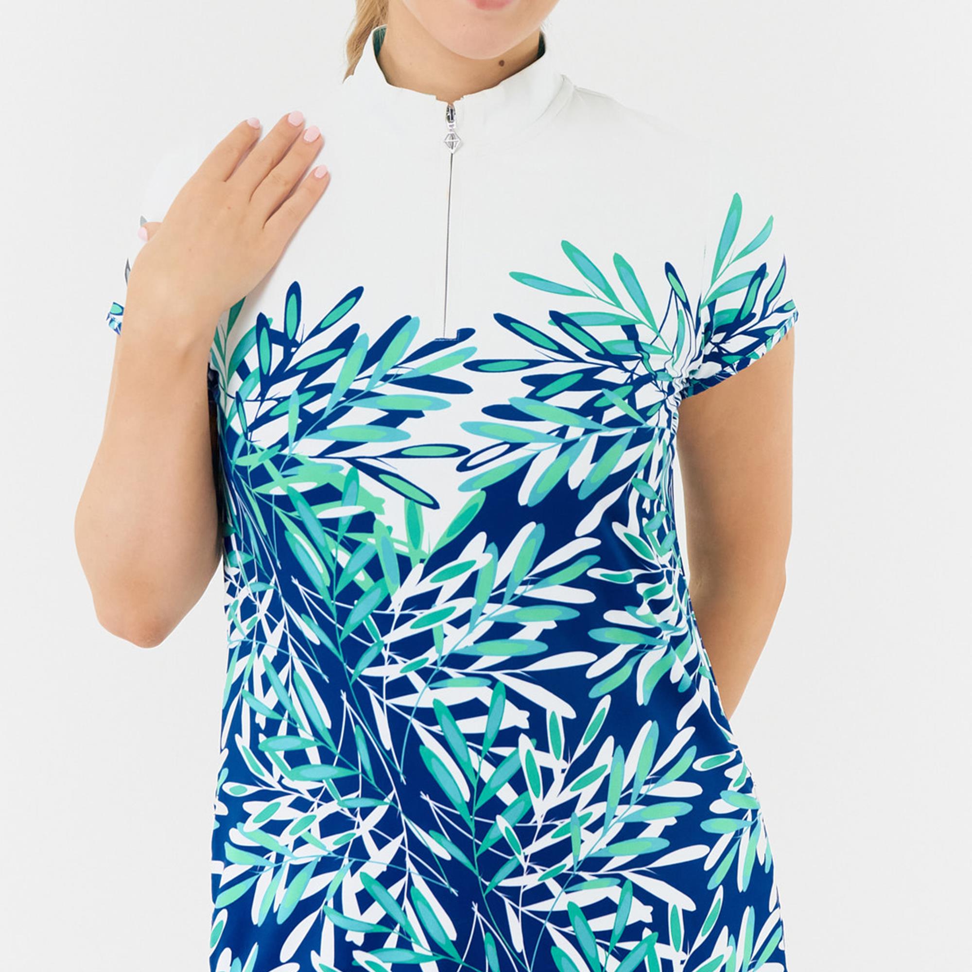 Pure Golf Carly Cap Sleeve Ladies Golf Dress Floating Palms Yale